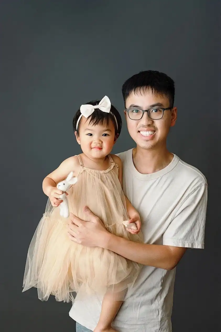 After - Screen Glare Removed from Eyeglass Lenses in a Studio Portrait