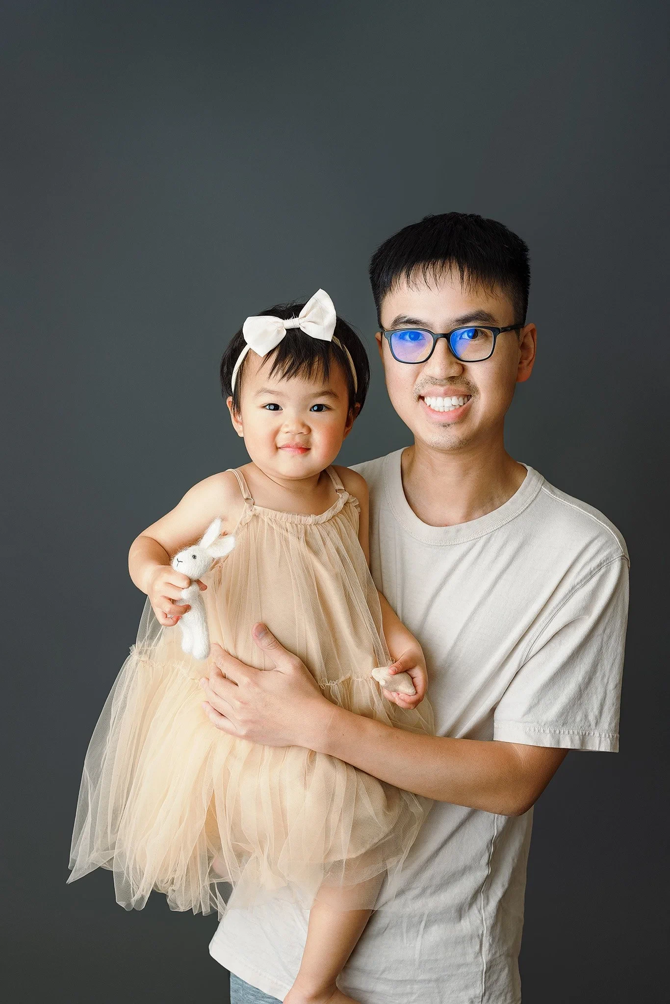 Before - Screen Glare Removed from Eyeglass Lenses in a Studio Portrait