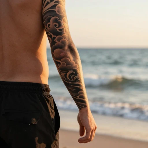 Before - Full Sleeve Tattoo Removed from an Arm in a Beach Photo